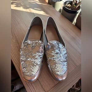 Silver Sequin Loafers